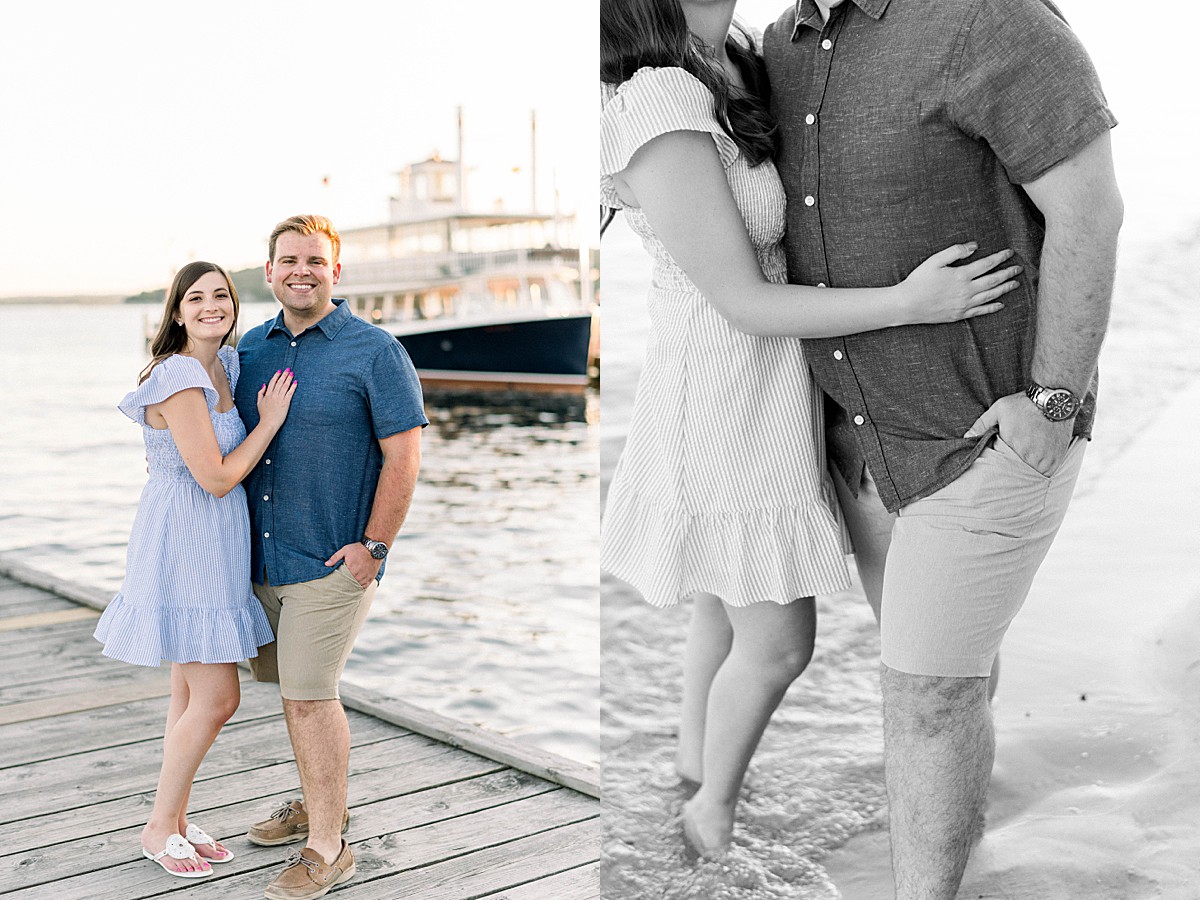 Engagement photos on a dock