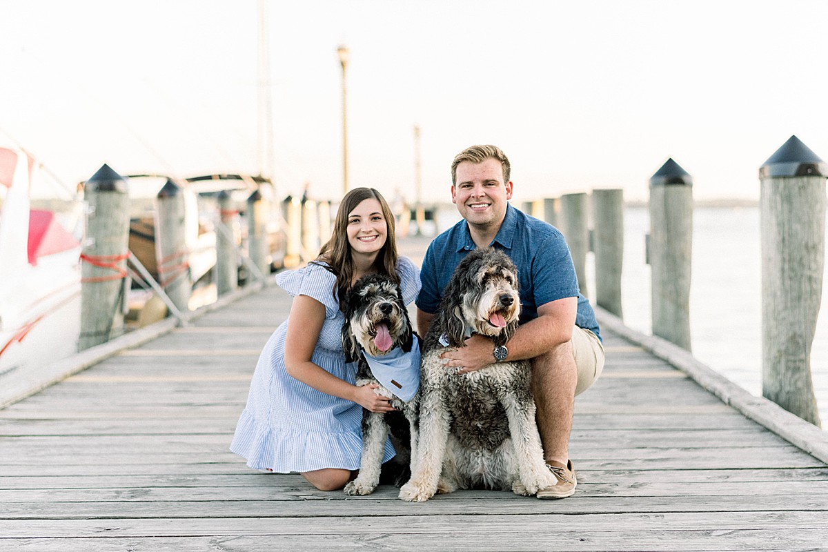 Engagement photos with two dogs