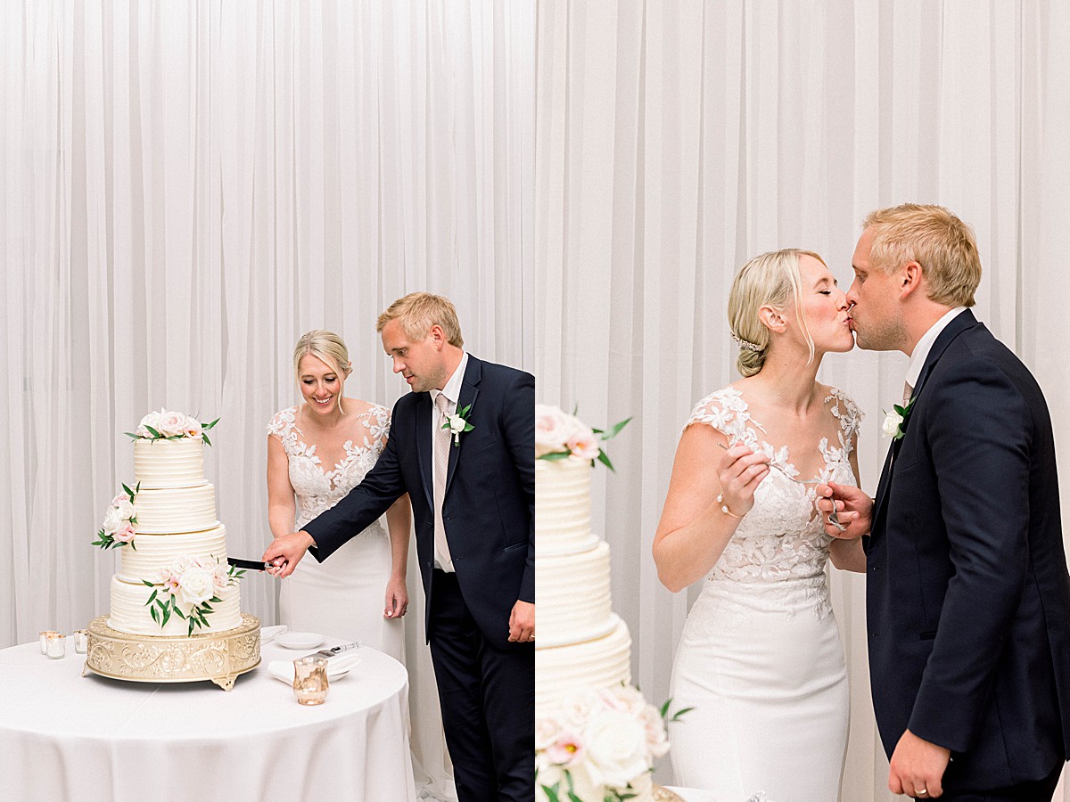 Cake cutting at Hazeltine wedding